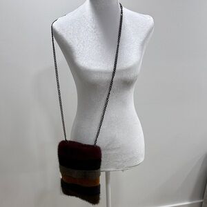 Striped Faux Fur Crossbody Bag in Burgundy, Olive, Rust